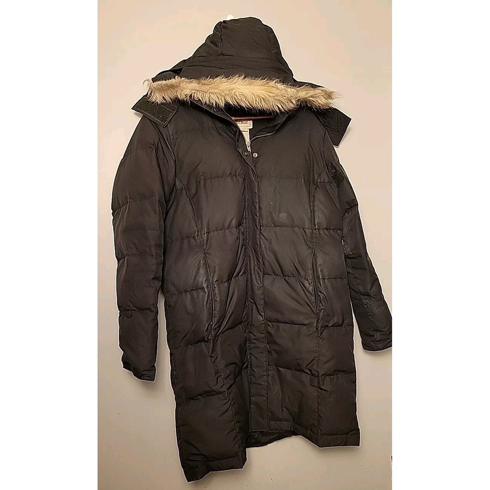 LL Bean Women's Ultrawarm Coat Long Down Hood Puffer Black Medium REG Flaw -‎ D